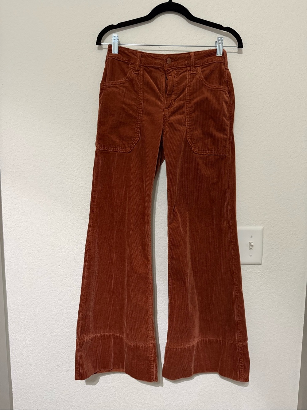 Pilcro Corduroy Wide-Leg Jeans in Rust Brown